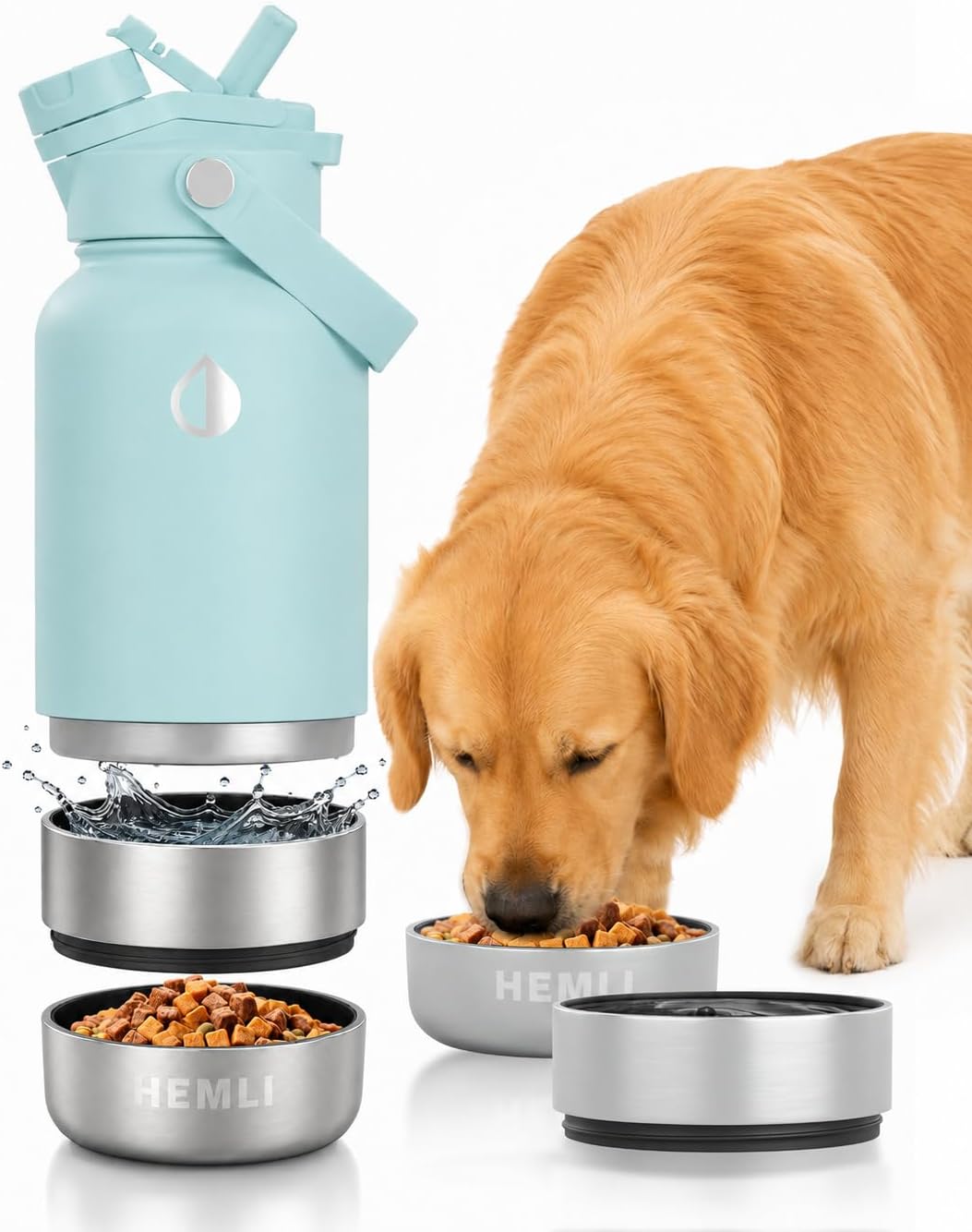 32 oz. Dog Water Bottle, Insulated Dog Travel Water Bottle - Light Blue / 32 oz