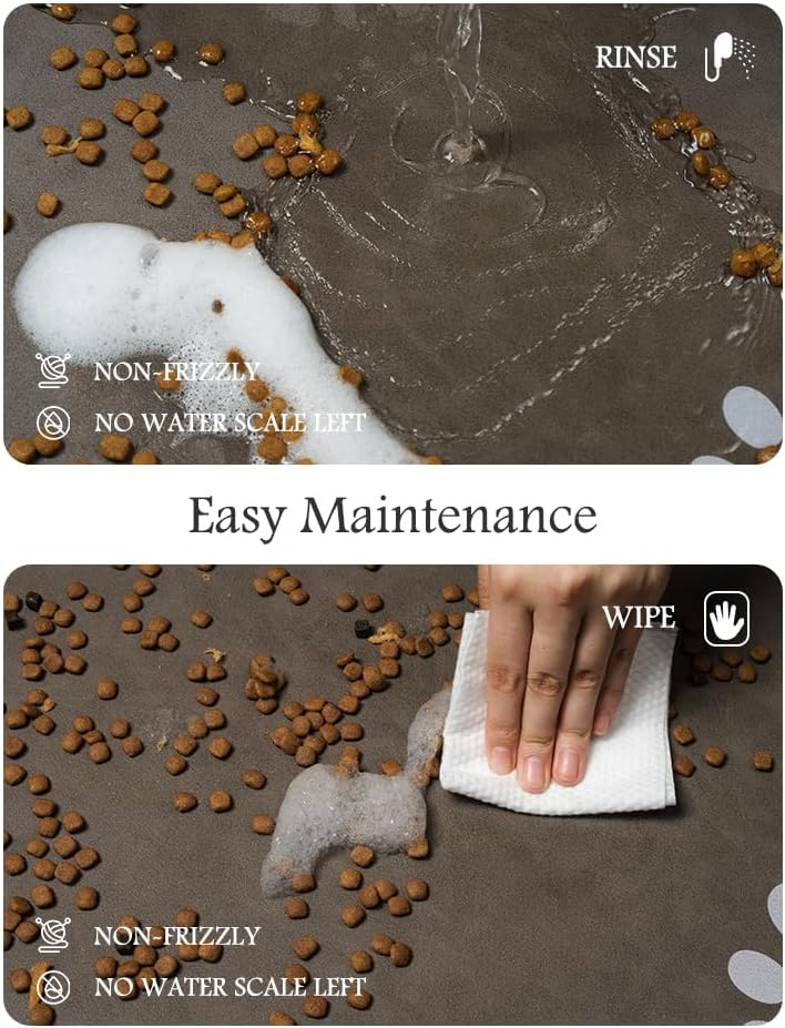 PADOOR Pet Feeding Mat-Absorbent Dog Mat for Food and Water Bowl-No - 17"x28" / Brown - image 4