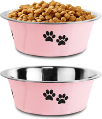 Stainless Steel Dog Bowls - Pink / 8.5 Cups/71 OZ