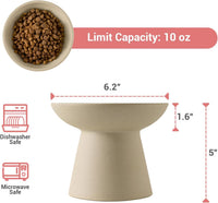 2-Pack Elevated Ceramic Cat Bowls Extra Wide for Food & Water – Essentials for Cats - Pottery Clay-2 Food Bowl - image 2