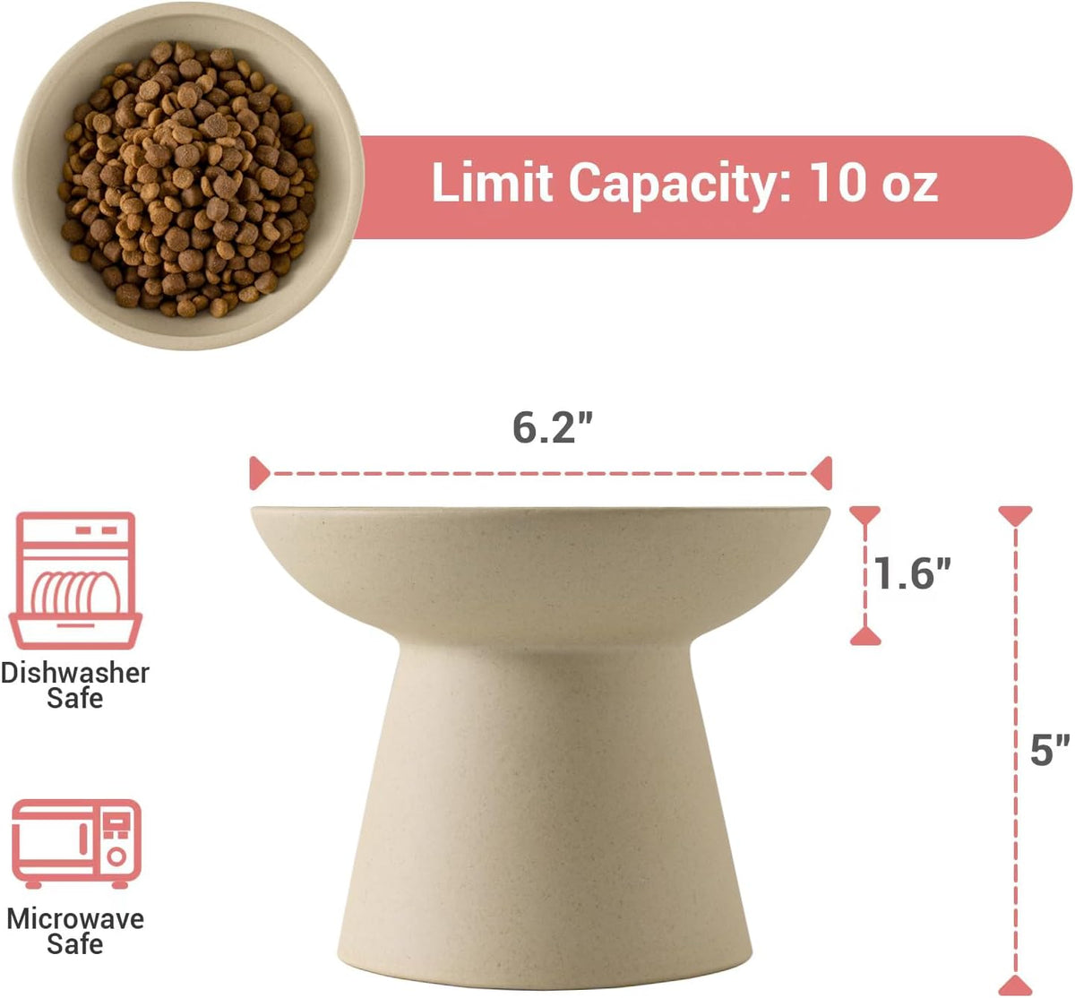 2-Pack Elevated Ceramic Cat Bowls Extra Wide for Food & Water – Essentials for Cats - Pottery Clay-2 Food Bowl - image 2