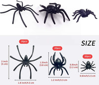 KOMIDK black fake plastic spiders, 100 pieces in large, medium and small sizes - view 2