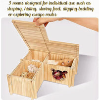 Natural Wooden Hamster House Hideout Multi-Chamber Hamster Maze Tunnel Detachable Small Pet House Habitats Exploring Toys for Dwarf Hamster, Hedgehog, Rats, Gerbils, Mice, Guinea Pigs
