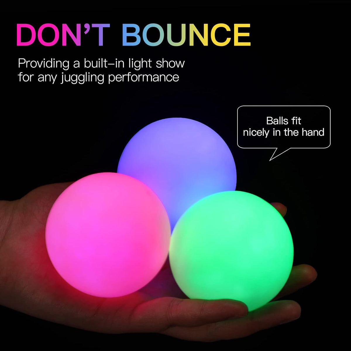 POITOI Juggling Balls Light Up Juggling Ball Glow in The Dark - Rainbow 3.9oz - image 3
