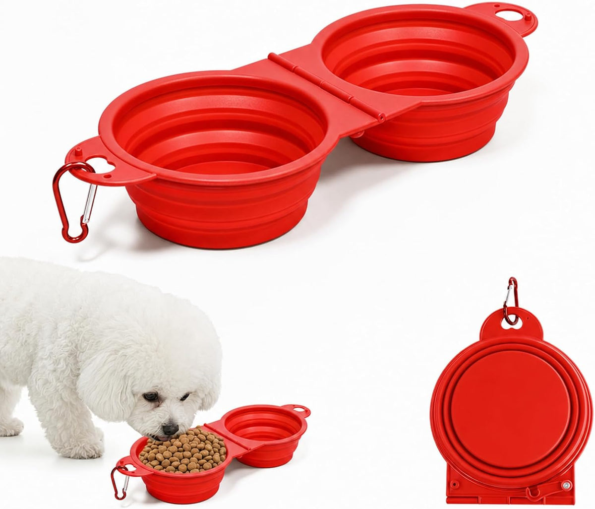 Collapsible Dog Bowls, Small Portable Travel Dog Bowls – Essentials for Dogs - RED