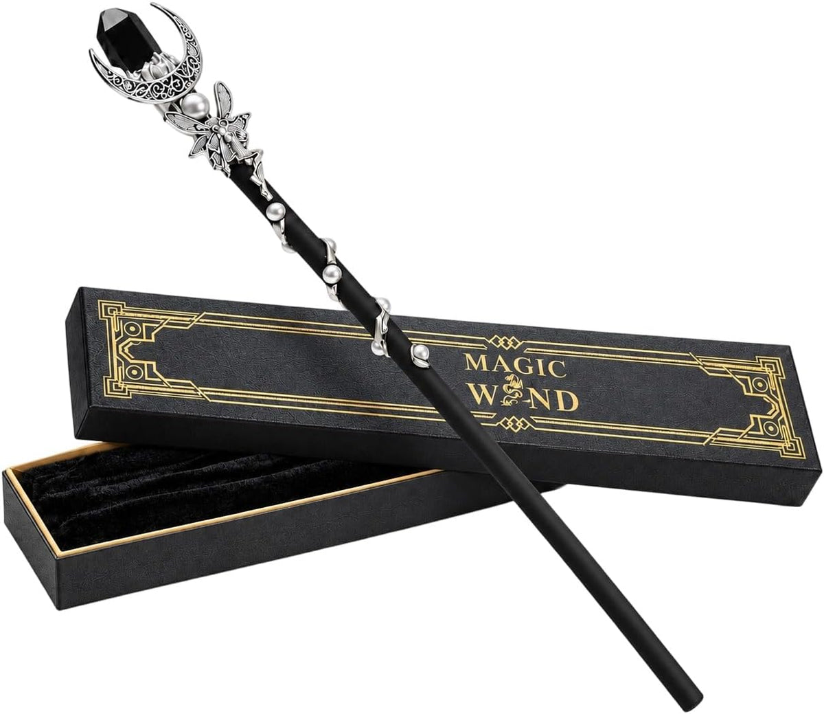 Bubbmi rhinestone witch magic wand in Snakepurple with solid wood body and metal accents - view 3