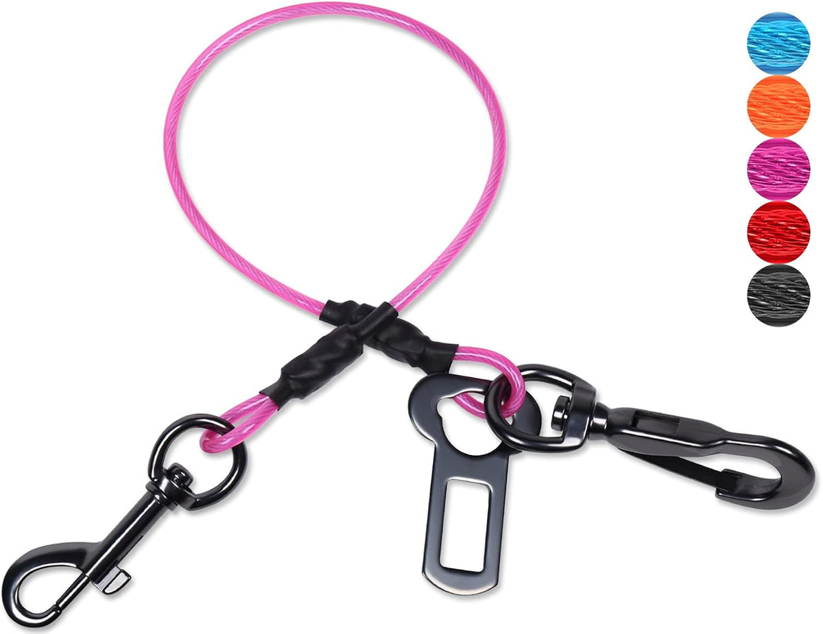 VIVAGLORY Dog Seatbelt Tuffbelt Dog Car Harness, XS - 37 Inch / Pink