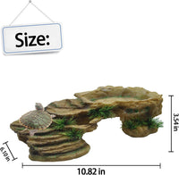 Turtle Basking Platform,Resin Bearded Dragon Basking Platform Reptile Habitat Cave Climbing Ramp - Rustic / Brown - image 3