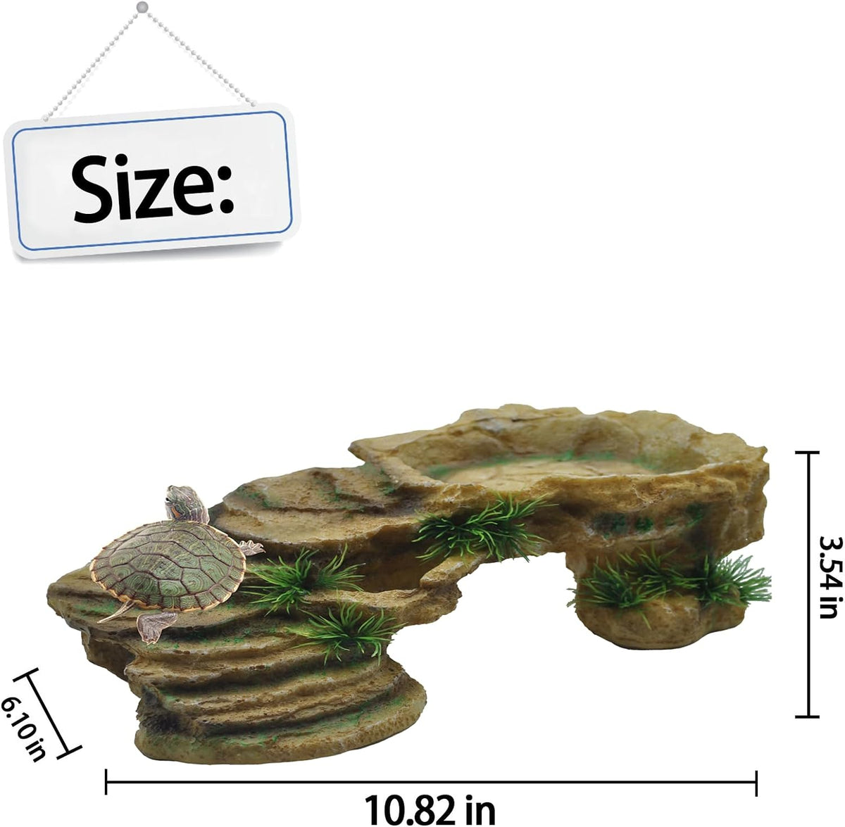 Turtle Basking Platform,Resin Bearded Dragon Basking Platform Reptile Habitat Cave Climbing Ramp - Rustic / Brown - image 3