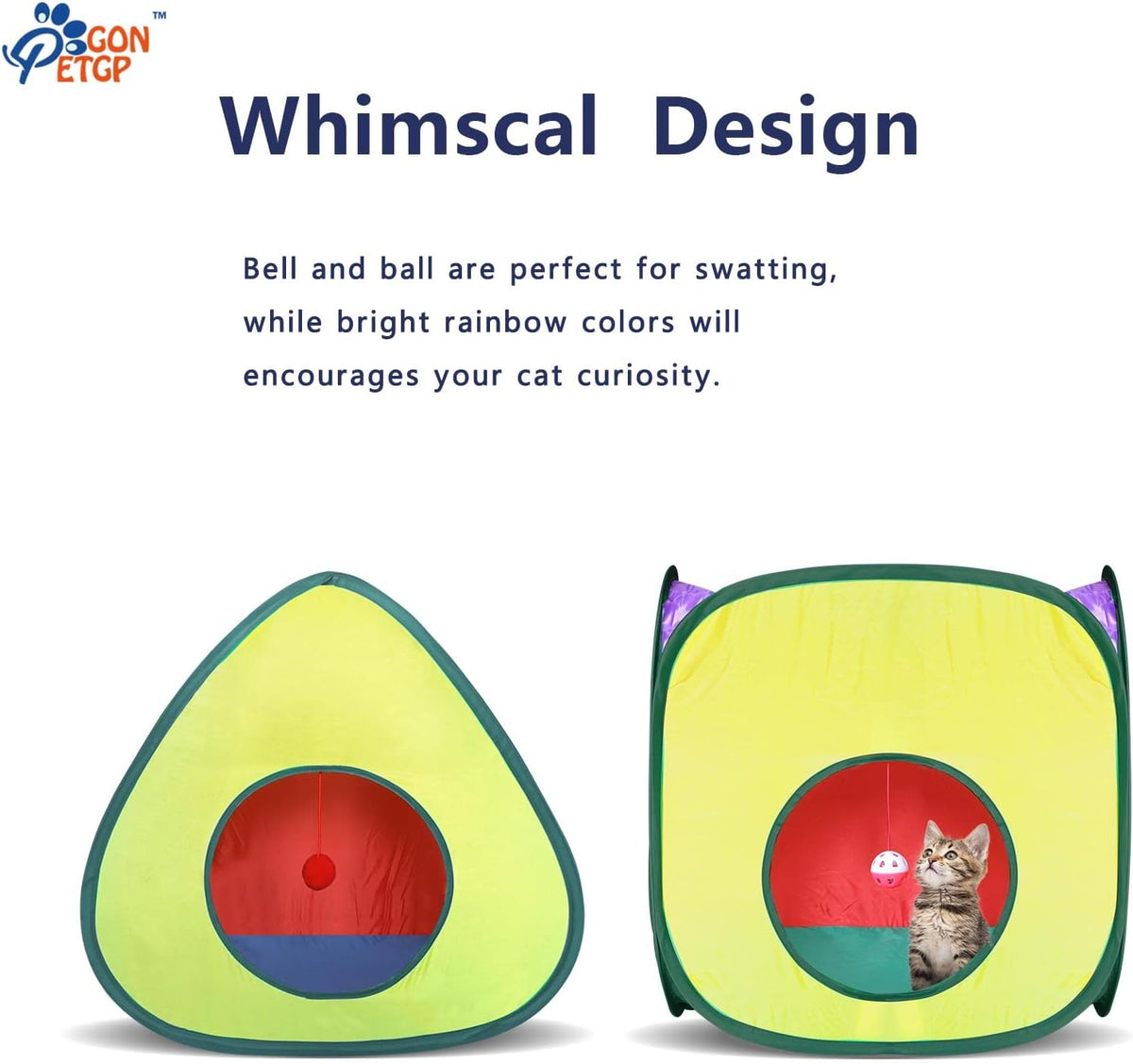 GONPETGP Cat Tunnels for Indoor Cats with Cube Tent Toys Combo - Rainbow - image 3