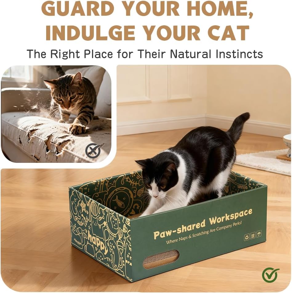 ARGOPET Cat Cardboard House with 2 PCS Scratching Pads – Essentials for Cats - Standard: 1 Box, 6 Pads - image 4