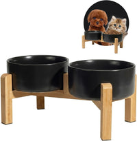 Elevated Ceramic Dog Bowl - Black / Small