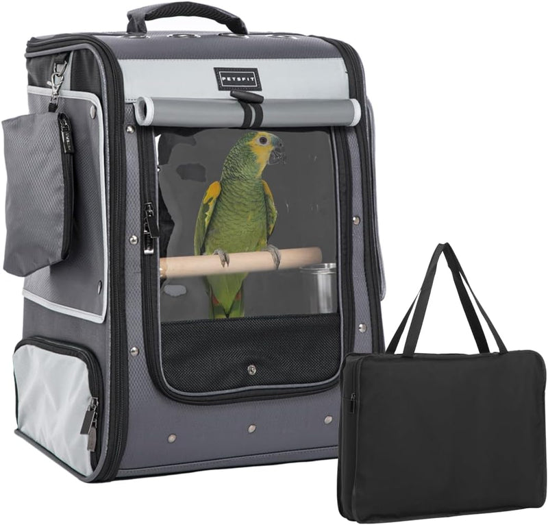 Petsfit Bird Carrier with Anti-Pecking Band - 14.0"L x 11.0"W x 20.0"H / Grey