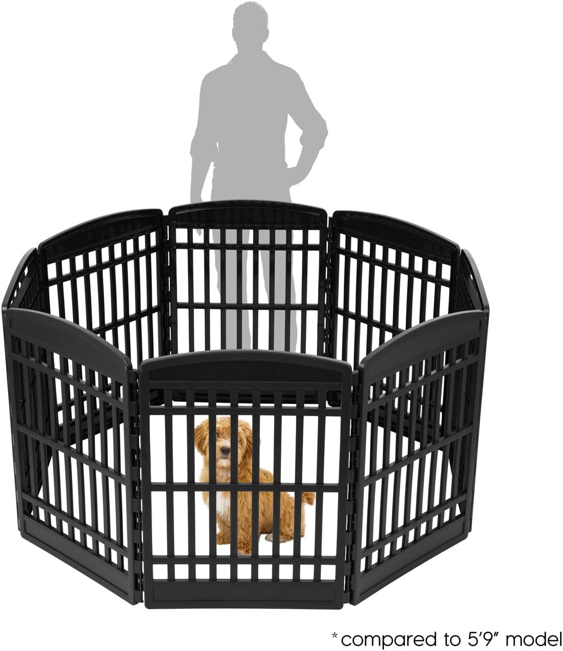 IRIS USA 4-Panel Dog Playpen, Pet Enclosure - Black / 8 Panel – 34" H - image 2