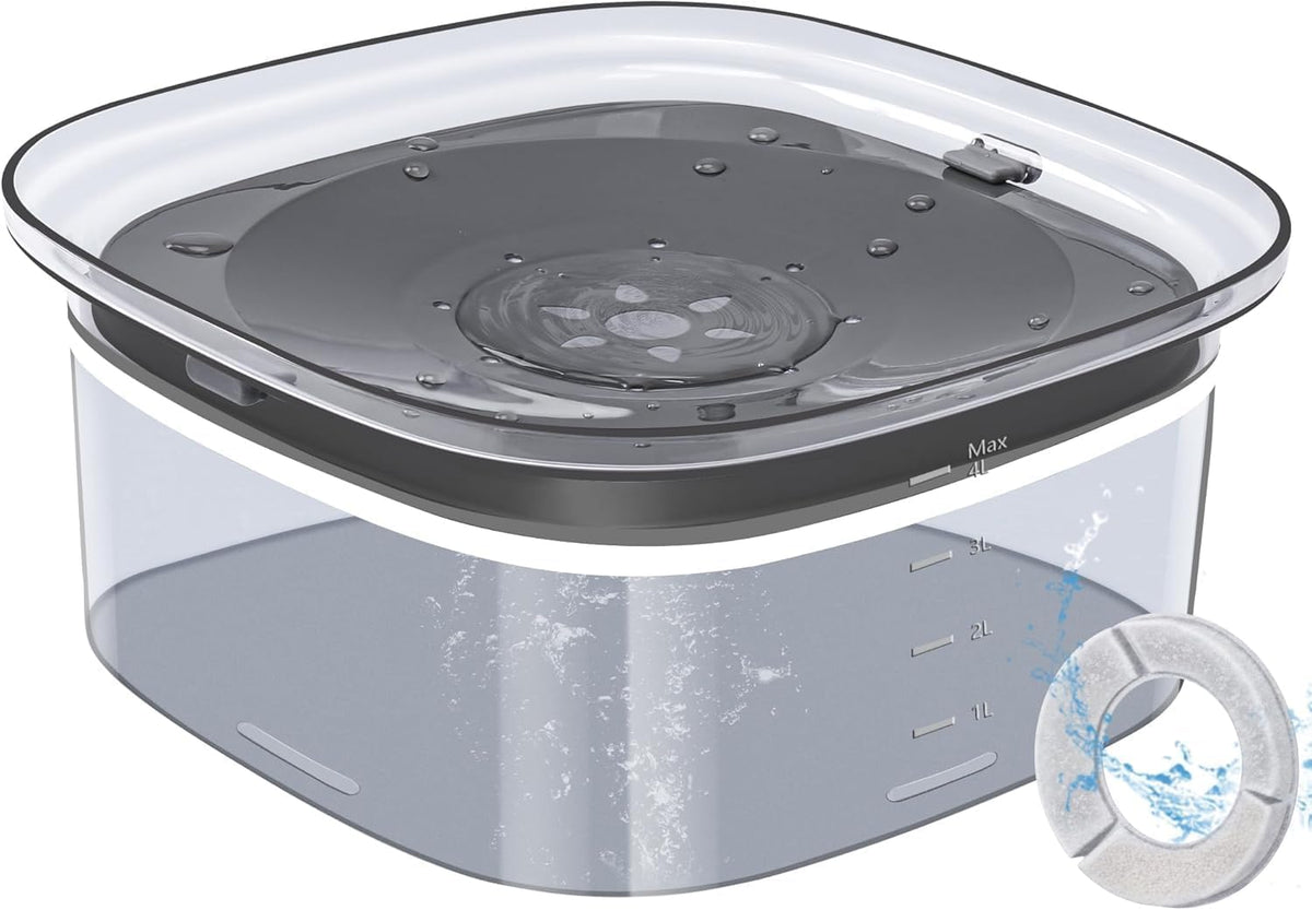 UPSKY 4L Dog Water Bowl No Spill Large Capacity Slow Drinking Water - 4 L / Gray
