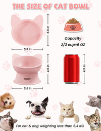 YINEYA 2 Pack Cat Food Bowls Elevated Design for Neck Comfort - Pink - image 4