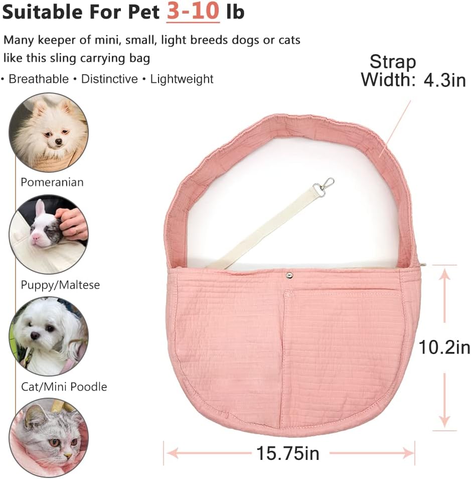 NATUYA Small Dog Cat Carrier Sling - Pink / Canvas - image 2
