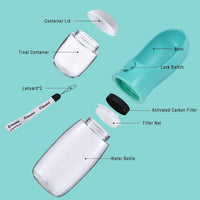 Dog Water Bottle Portable with Food Container & Filter for Travel – Essentials for Dogs - #07 Green / 19oz - image 2