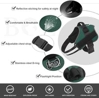 Bolux Dog Harness, No-Pull Reflective Dog Vest, Breathable Adjustable Pet Harness with Handle for Outdoor Walking - No More Pulling, Tugging or Choking (Dark Green, L)