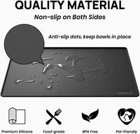 YINEYA 2 Pack Silicone Dog & Cat Food Mat Waterproof 18" x 12" - Black / 18" x 12" - image 2