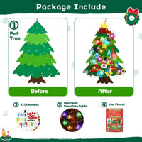 Felt Christmas Tree for Toddlers with Snowflake Light + 32 Ornament - B-Colorful Light - image 2