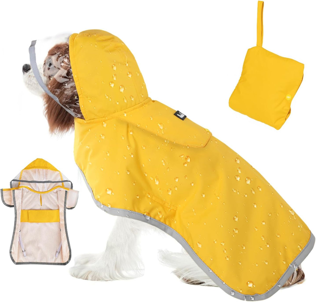 SlowTon Dog Raincoat, Waterproof Dog Rain Jacket with Clear Hooded, Y XL – Essentials for Dogs - Yellow / Large