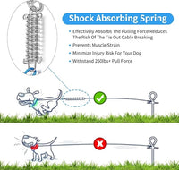 Tie Out Cable for Dog,20FT Dog Leads with Swivel Hook and Shock Spring,Heavy Duty Tie Out Cable for Large Dogs Up to 125lbs,Durable Dogs Runner Tether Line for Outdoor,Yard