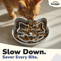 Slow Feeder Cat Bowl, Cat Puzzle Feeder for Slow Eating - Slate - image 2