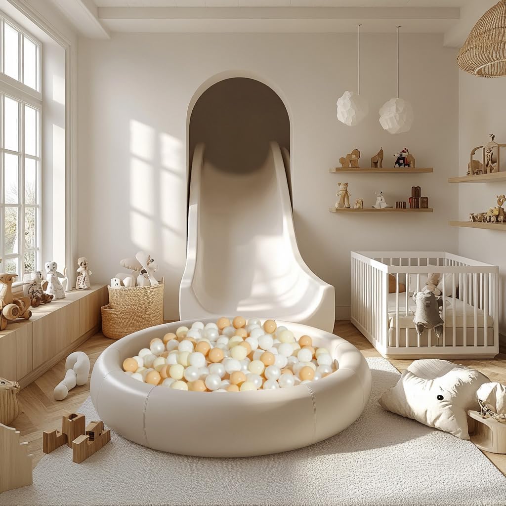 Realhaha Ball Pit Balls Baby Plastic Playpen Playball 2.15″ - Milktea Beige Pearl White White / 50 balls - image 3