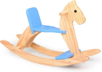 KRAND natural pine kids wooden rocking horse with handrail, backrest and foot pedal - view 5