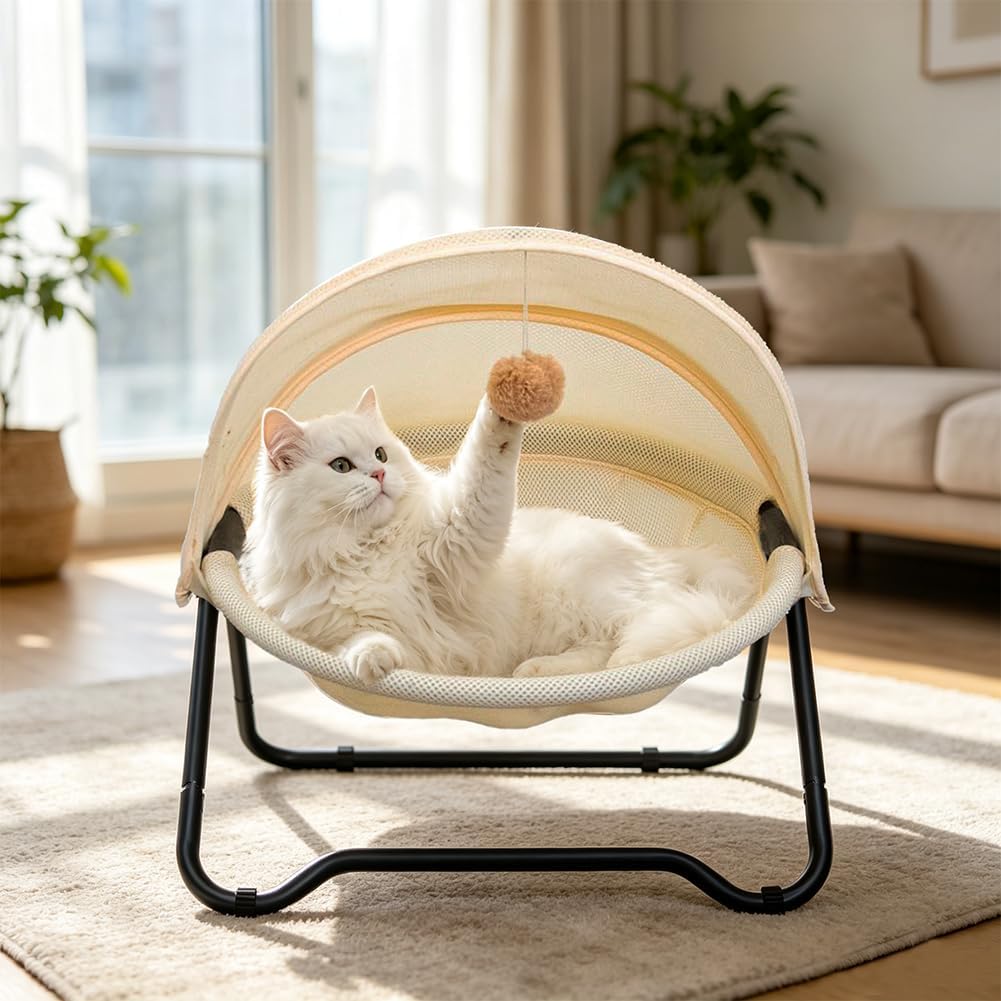 Cat Bed, Pet Hammock Bed for Cats and Dogs - Cream
