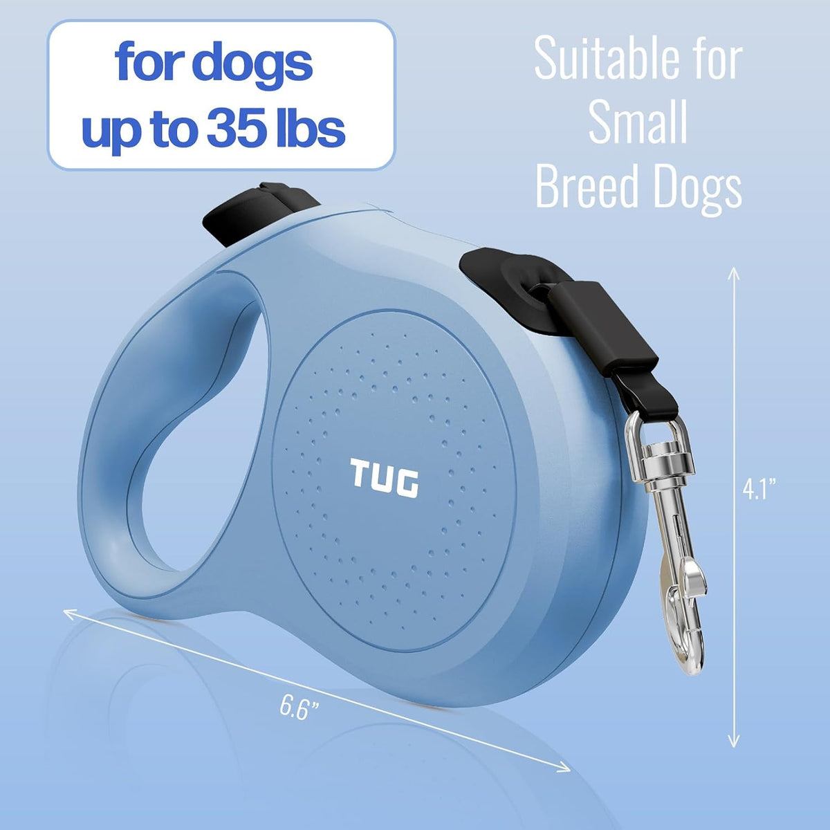 TUG Quest Retractable Dog Leash, 360° Tangle-Free - Blue / Small - image 2