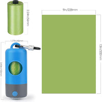 Rechargeable Dog Poop Bag Dispenser With Safety LED Flashlight, Pet Waste Bag Holder with Carabiner Clip For Leash, Collar,Harness, and 15 PCS Extra Thick Doggy Waste Bags