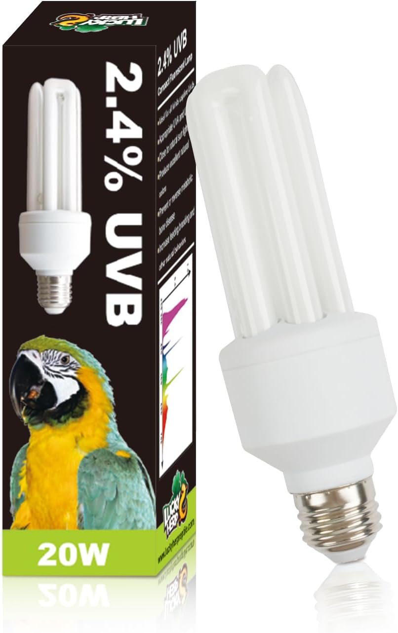 LUCKY HERP UVA UVB Light Bulb for Birds 2.4 UVB 20W Compact
