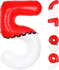 40 Inch Vibrant Spider-Themed Number Foil Balloons - Red+white / 5
