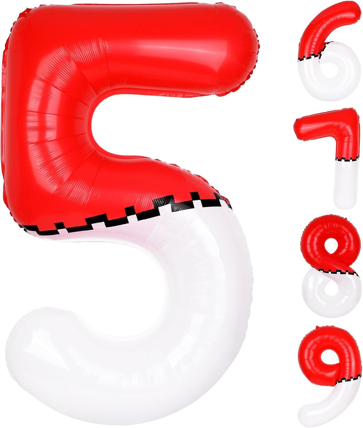 40 Inch Vibrant Spider-Themed Number Foil Balloons - Red+white / 5