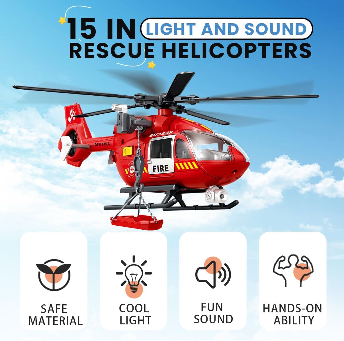 CSDCSD large helicopter toy with crane and cargo basket, lights and sounds - view 5