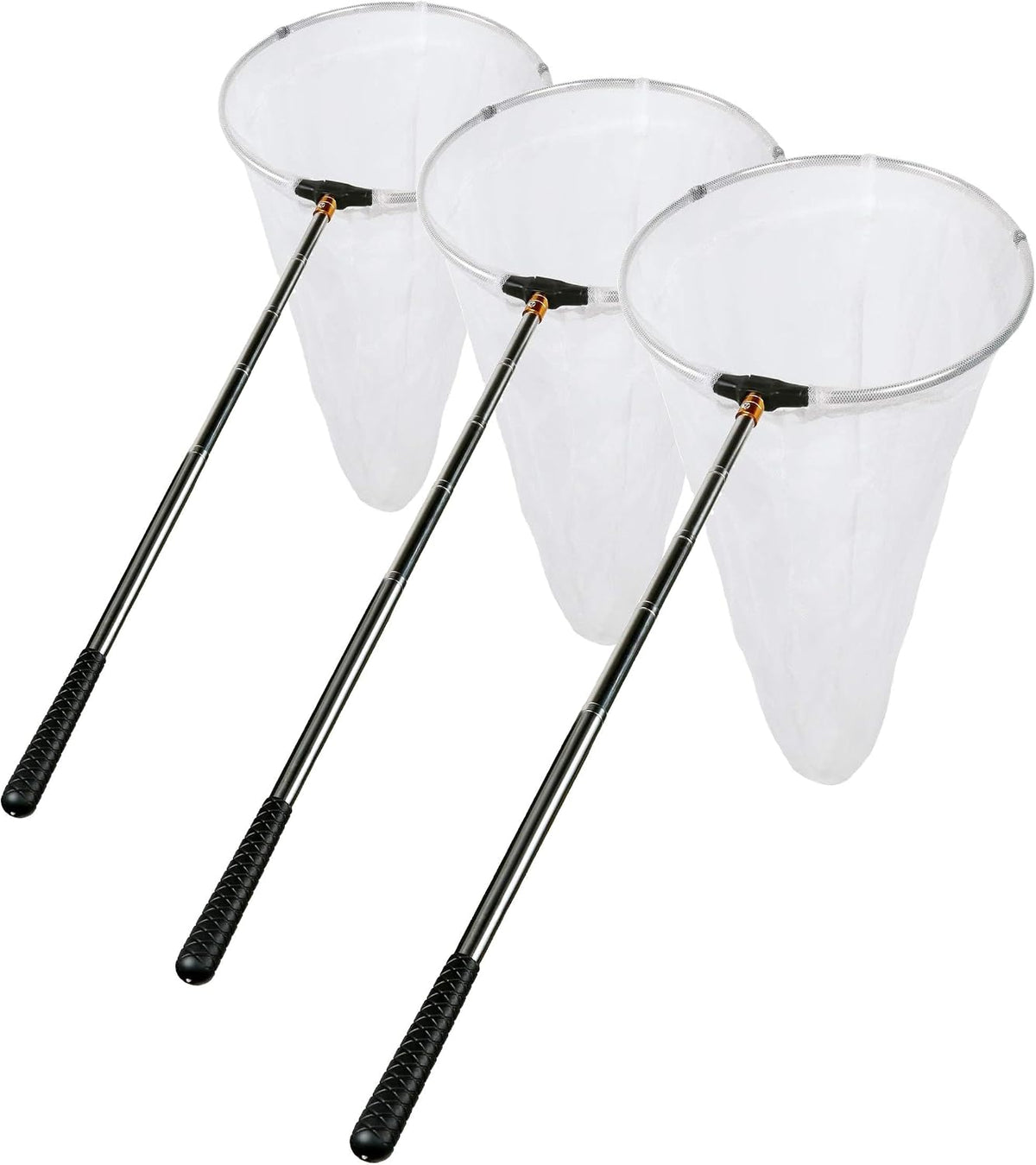 RESTCLOUD Insect and Butterfly Net with 12" Ring, 24" Net Depth - 12" Ring, 59" Handle (Pack of 3)