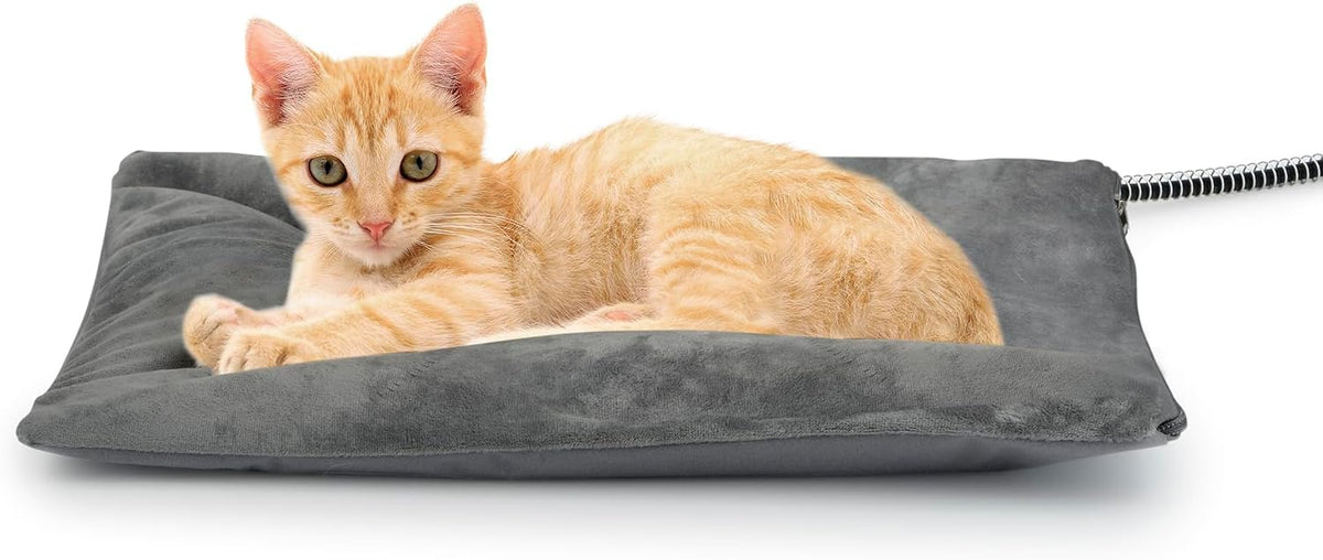 Outdoor Cat Heating Pad, 15.7" x 11.8", 30W, Grey – Essentials for Cats - Gray / 15.7"L x 11.8"W