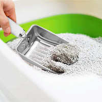 Cat Litter Scoop - Stainless Steel Metal Cat Litter Scoop-Sturdy Mesh Scooper - Mesh Shovel-Easy to Clean - Suitable for Cat Litter Box -Grey White