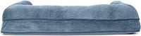 Furhaven Orthopedic Dog Bed for Large Dogs w/ Removable Bolsters & Washable Cover, For Dogs Up to 95 lbs - Faux Fur & Velvet Sofa - Harbor Blue, Jumbo/XL