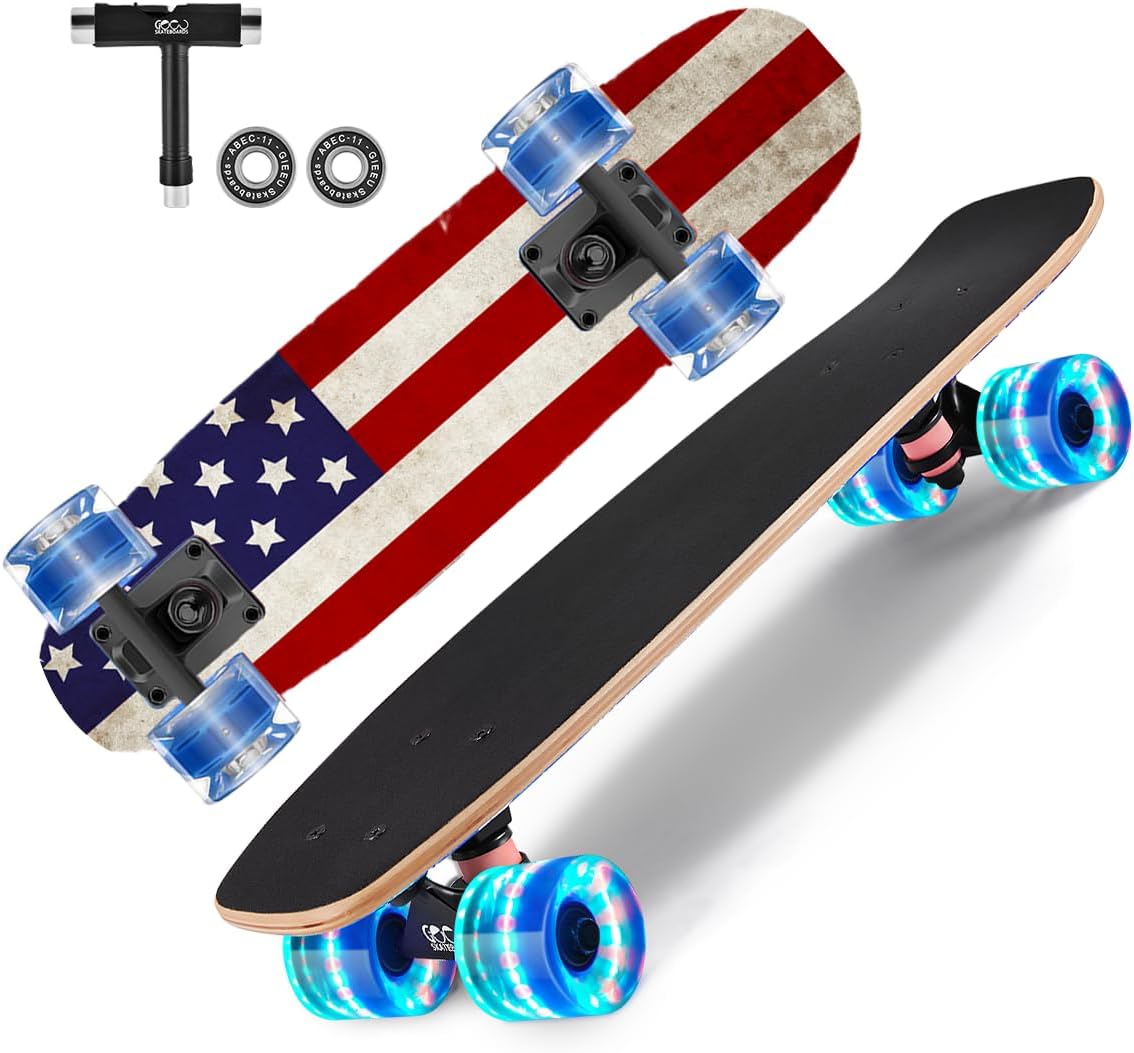 Skateboards with Colorful Flashing Wheels for Beginners, Kids - X-Flag