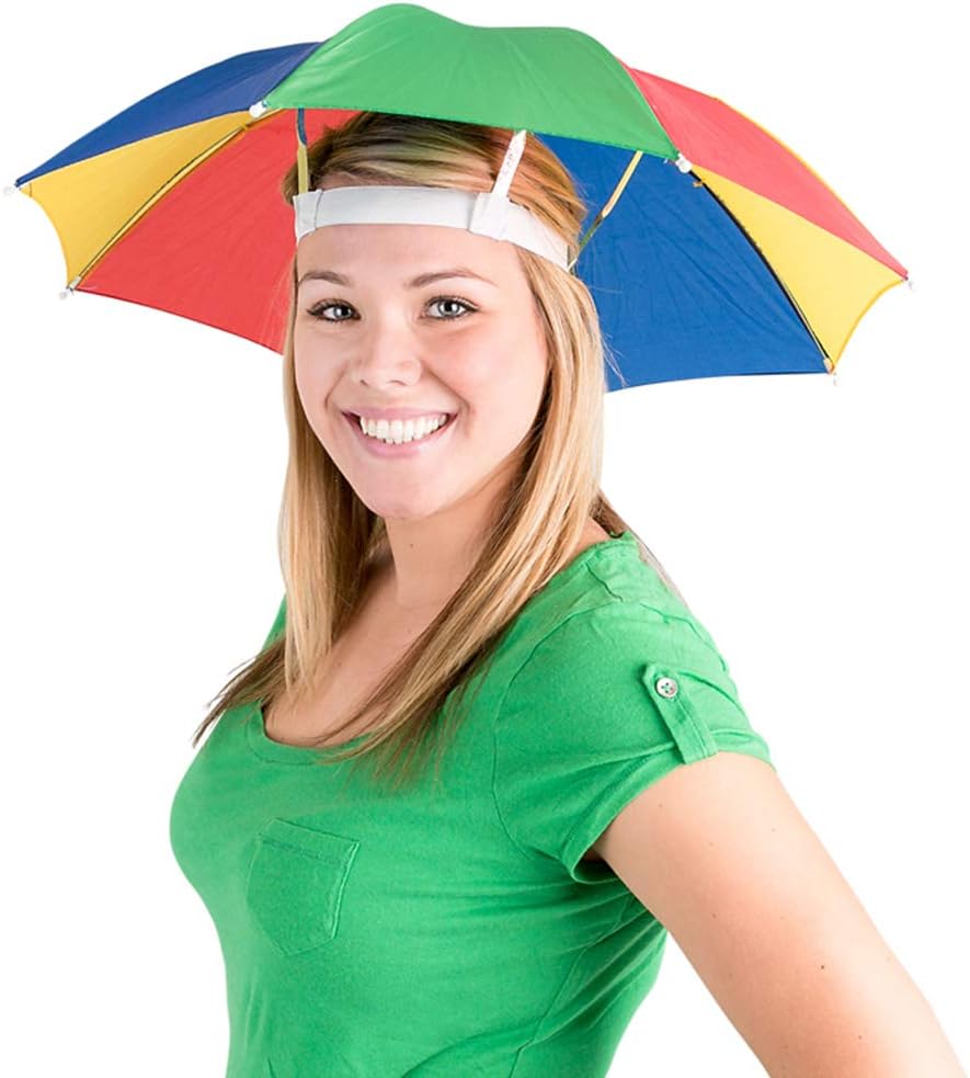 20-Inch Rainbow Umbrella Hats Adjustable Hands-Free Sun Hats – Fun for Kids & Family