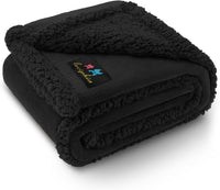 Waterproof Pet Blanket, Liquid Pee Proof Dog Blanket for Sofa Bed Couch, Reversible Sherpa Fleece - M (57" x40") / Black-thicken
