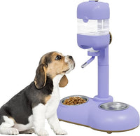 Dog Bowls with Puppy Weaning Bottles,3 in 1 Bowl Set with Water Dispenser and 2 Food Grade Stainless Steel Dog Bowls,15°Tilted Cat Food and Water Bowl Set for Cats,Bunnies,Ferrets