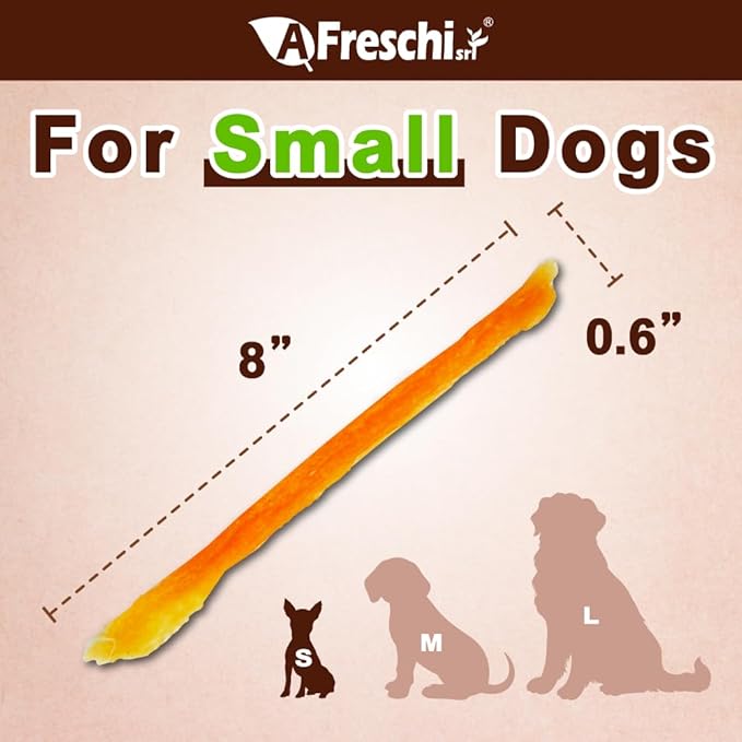 Afreschi Natural Turkey Tendon Strip 3 oz, All Natural Human Grade Puppy Chew, USA-Sourced Turkey Tendon, Hypoallergenic, Easy to Digest, Rawhide Alternative