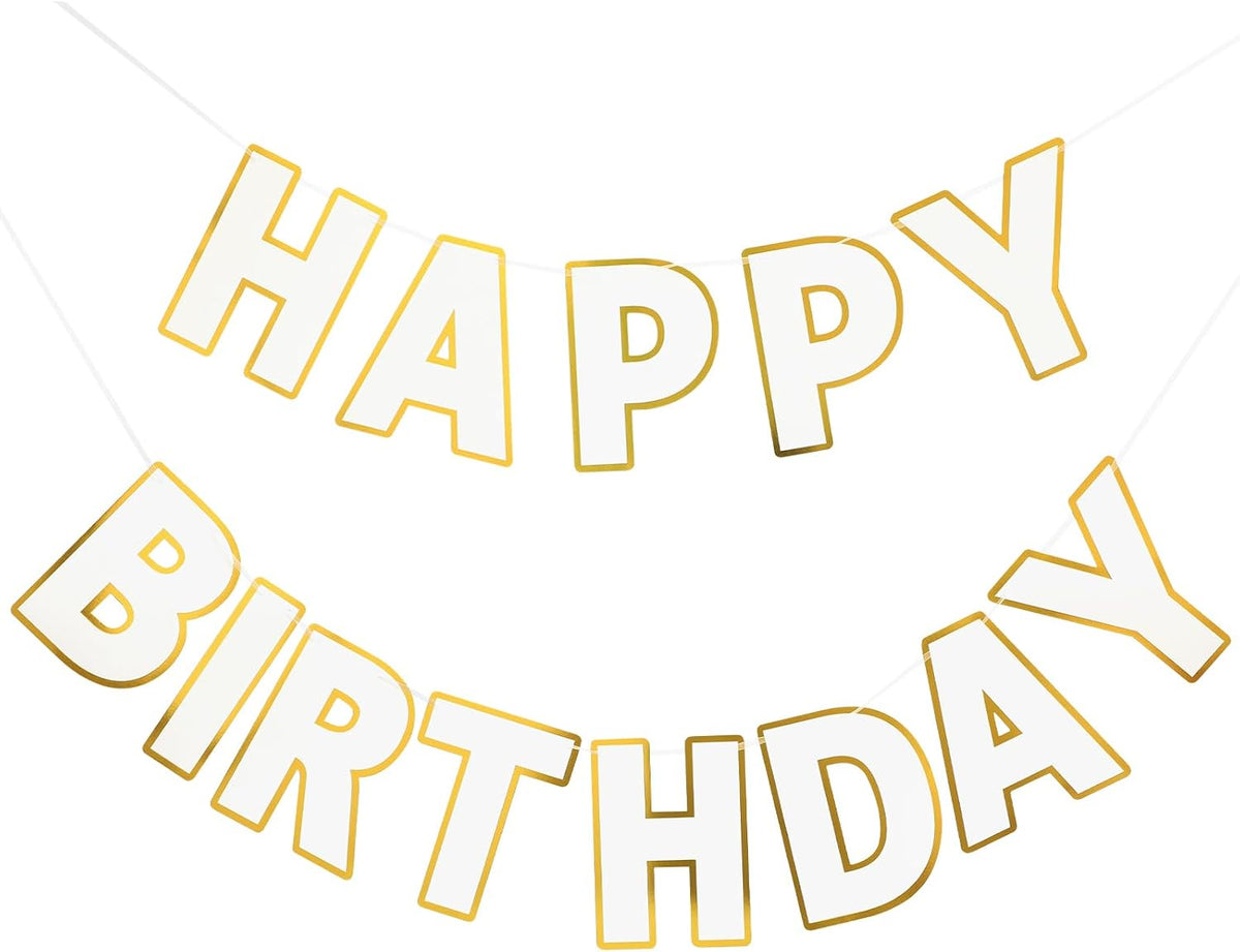 Pre-Strung Happy Birthday Banner - White