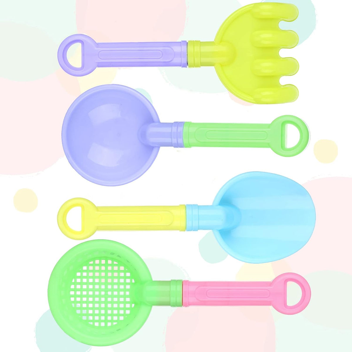 Skylety 8 Pcs Sand Shovels for Kids Beach Toys Plastic Rake Sifter - Cute Style - image 3