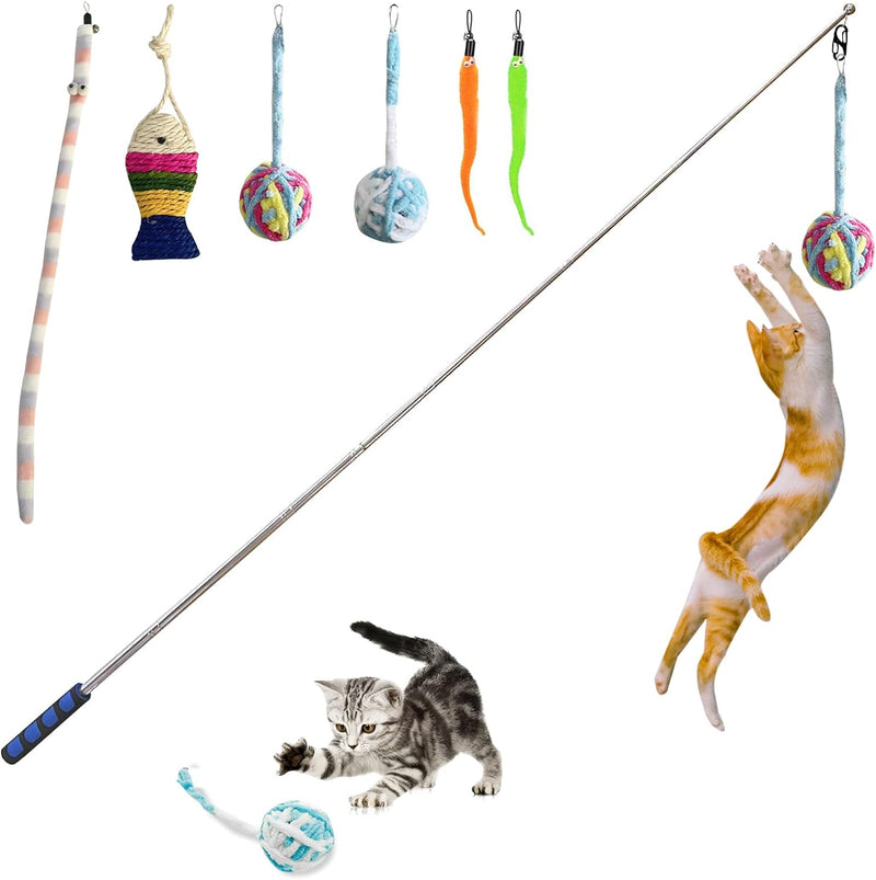 Retractable Cat Wand, Feather Teasers