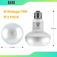 Reptile Heat Lamp Bulbs, Simulate Natural Sunlight Heat Light Bulb, 2 Pack 100W Amphibian Terrarium - Intense Light / 2*75 - image 2